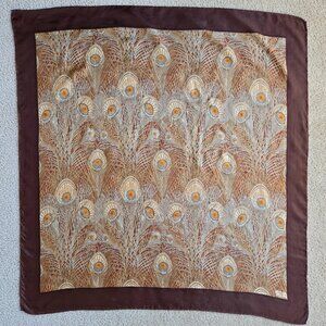 Liberty of London Silk Scarf Peacock Feathers Brown